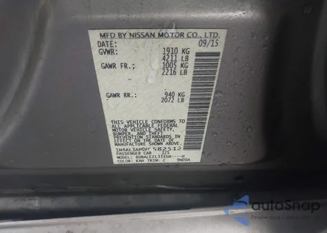 2015 Nissan Altima 2.5 from USA, damaged, VIN 1N4AL3AP0FC582512